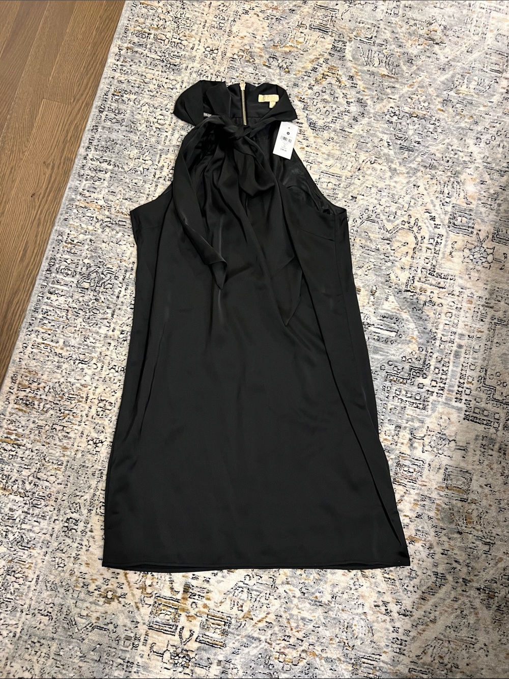Black Sleeveless Tie-Neck Dress